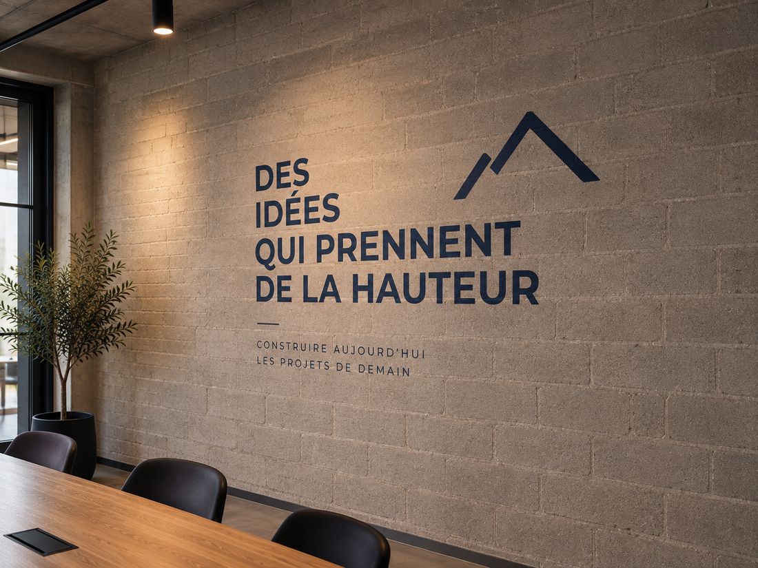 Impression murale dans une salle de réunion d'entreprise, réalisation Wallizy